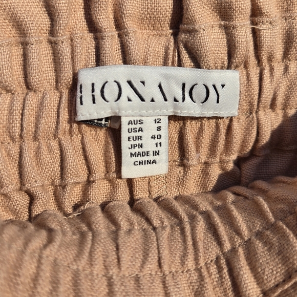 Shona Joy paper bag waist linen shorts 8 Tan - Picture 10 of 12